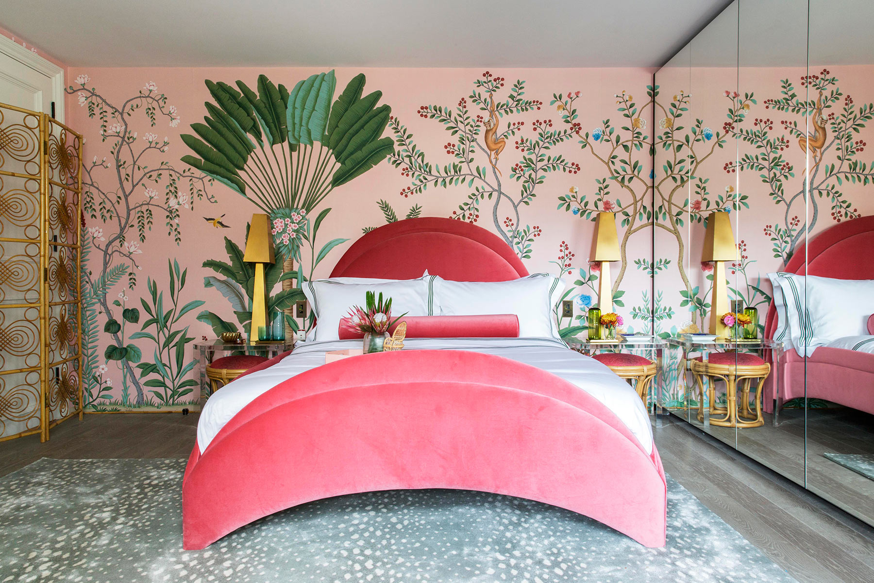 ‘Amazonia’ in standard design colours on Florence Pink dyed silk