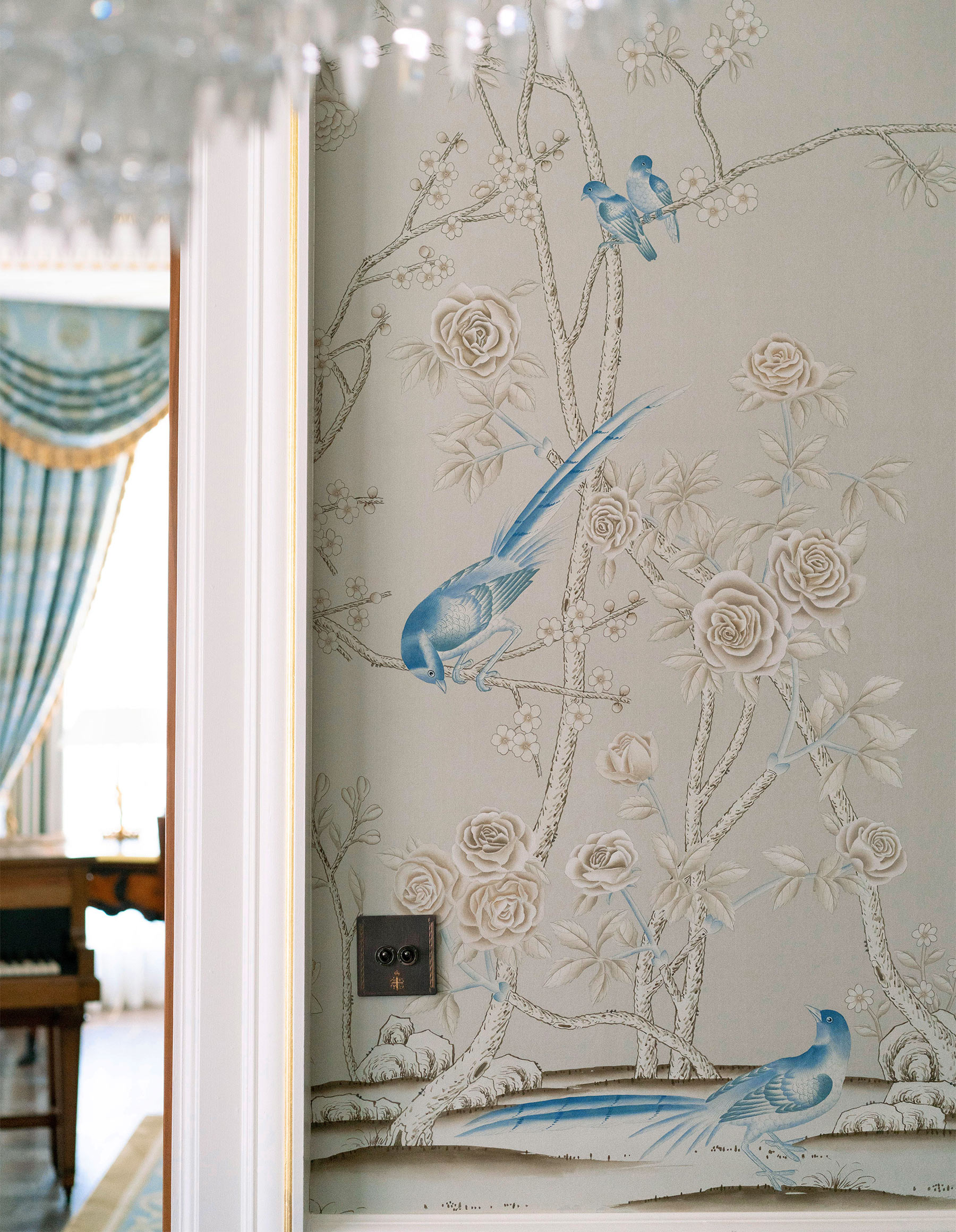 'Earlham' in Special Colourway on Pale Grey dyed silk