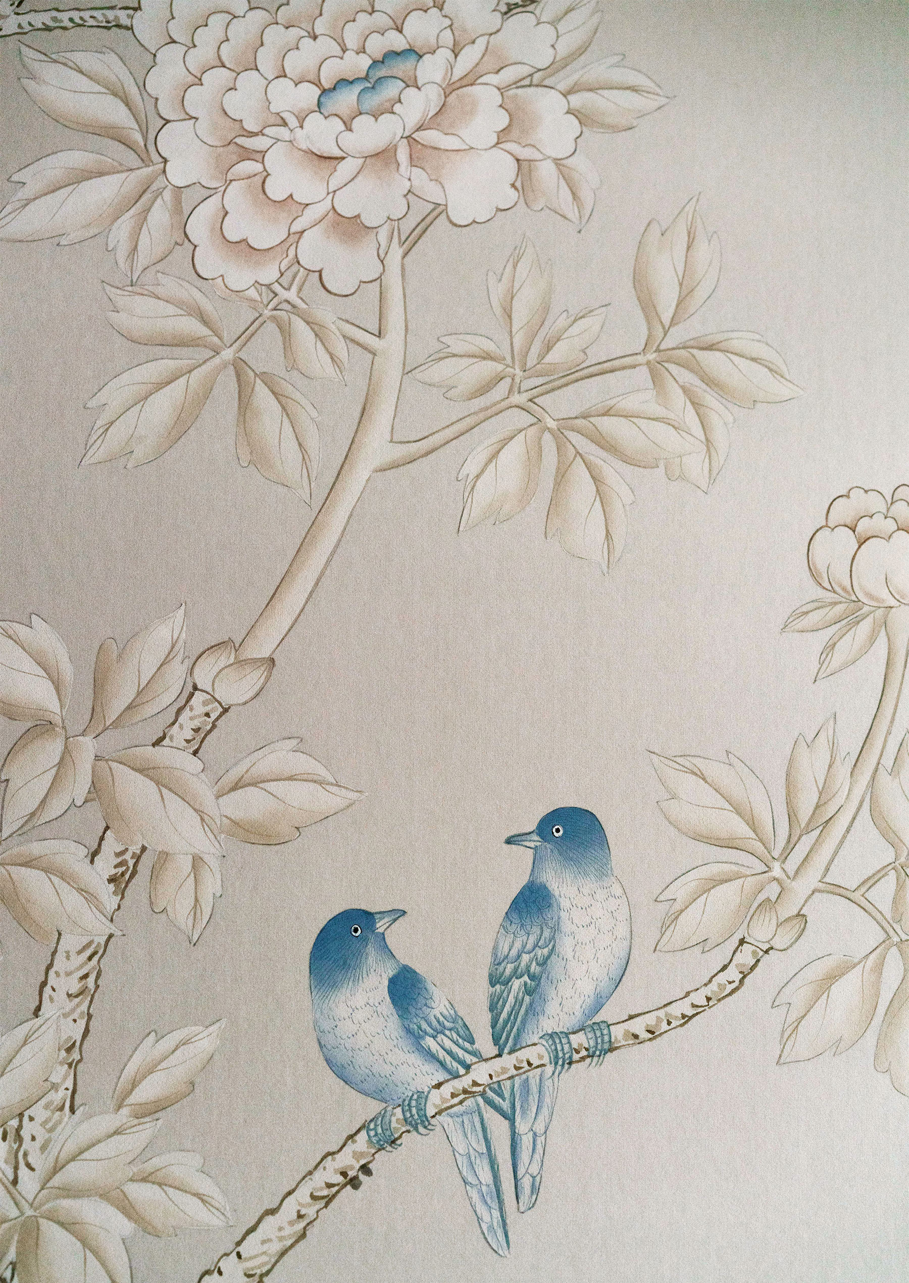 'Earlham' in Special Colourway on Pale Grey dyed silk