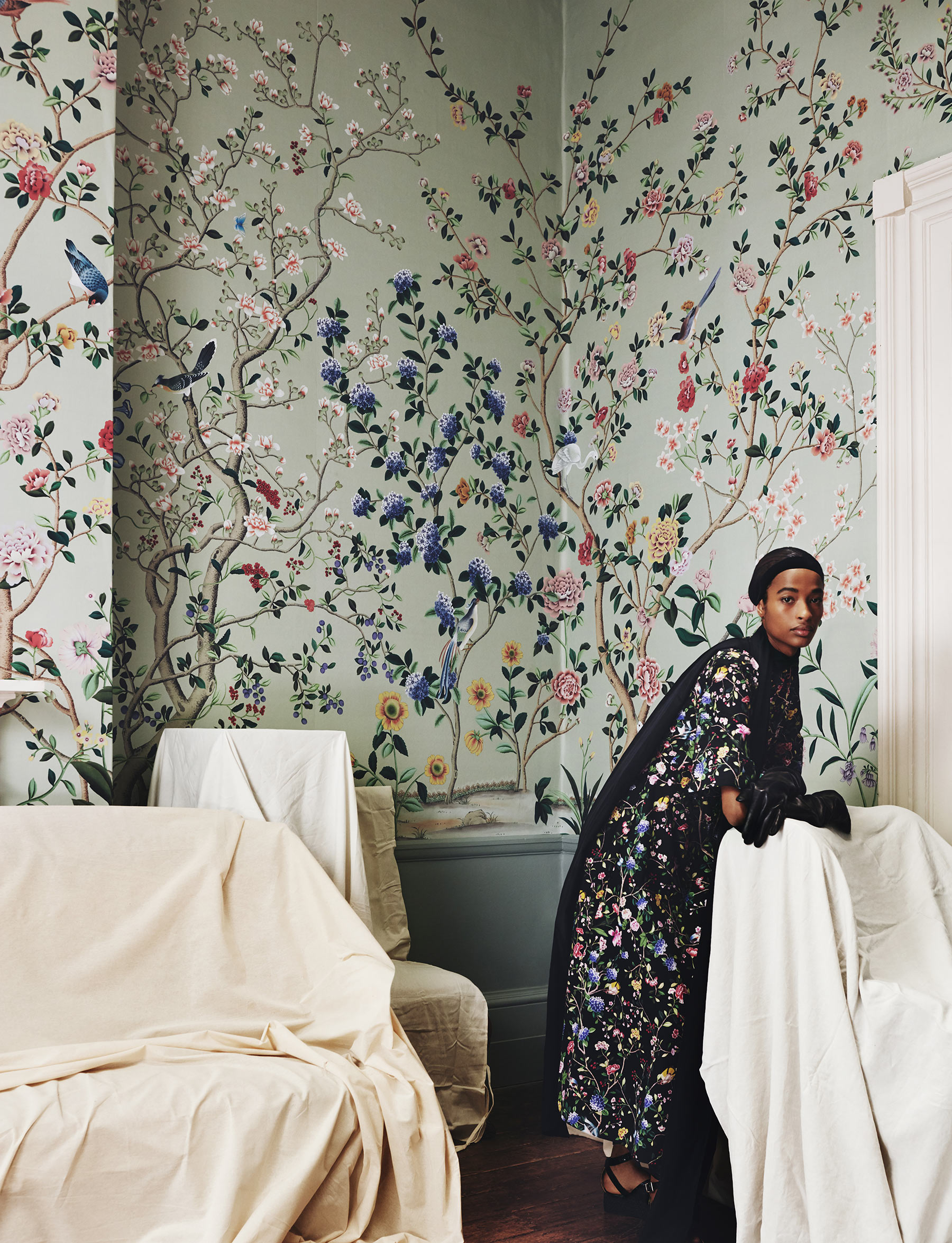 ‘Erdem’ in standard design colours on Adam Grey dyed silk