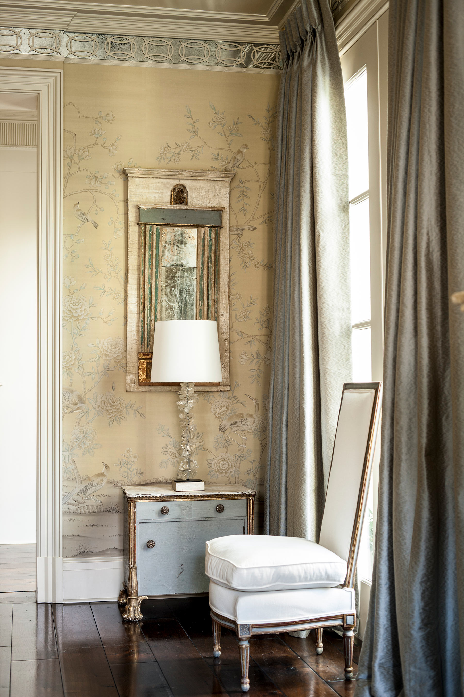 'Earlham' in Special Colourway on grey painted silk