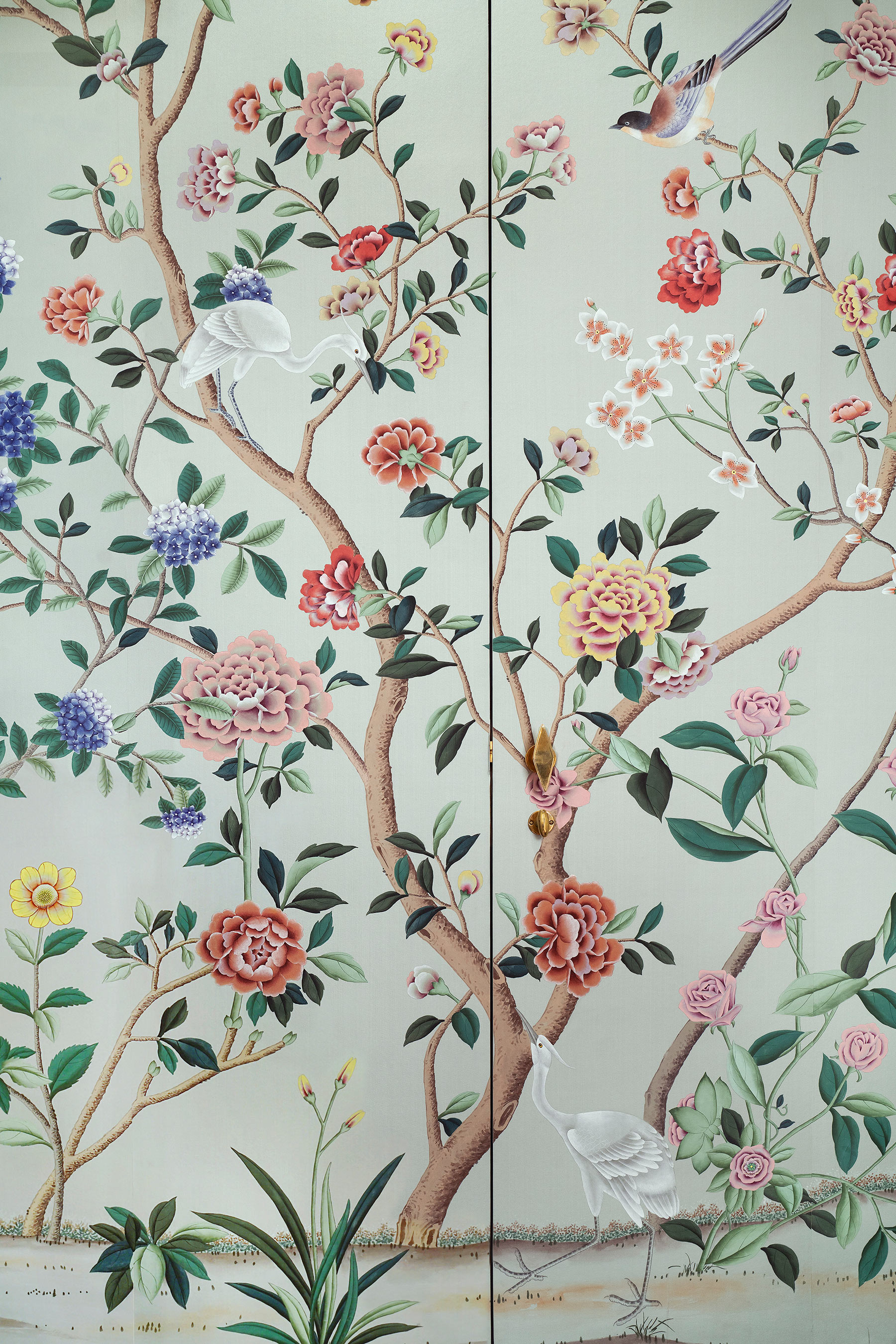 'Erdem' in standard design colours on Adam Grey dyed silk