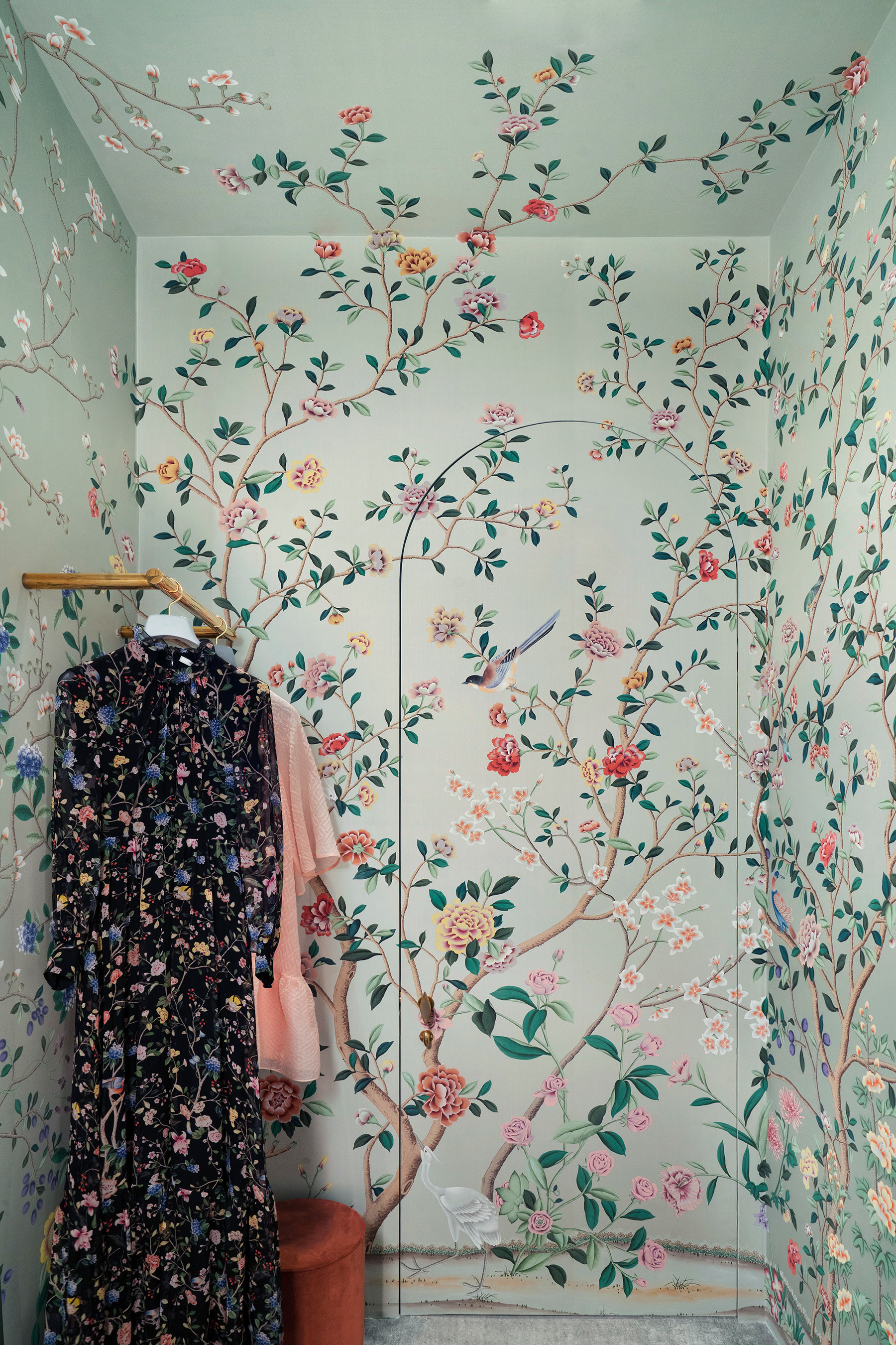 'Erdem' in standard design colours on Adam Grey dyed silk
