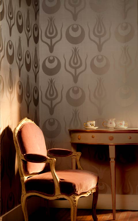 Raw Earth Crescent Tulip Silk Damask