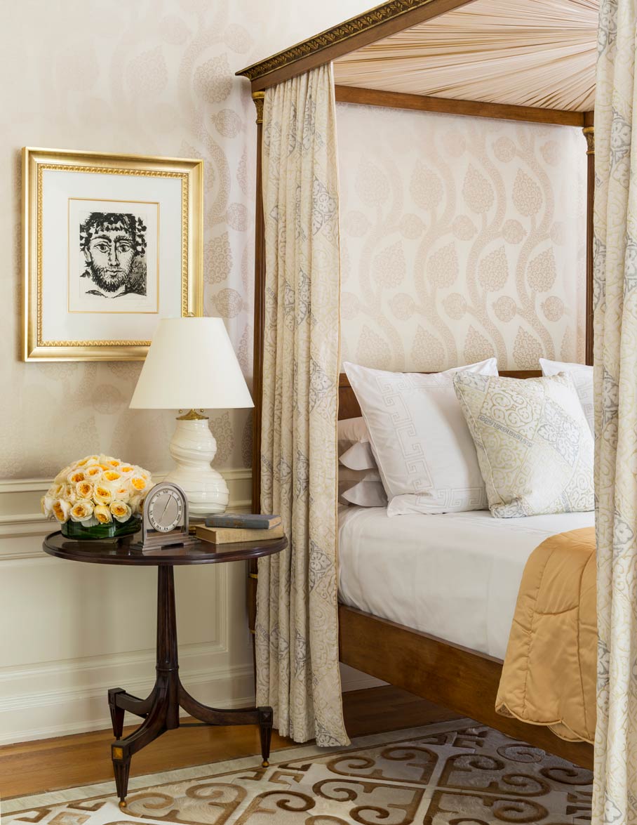 Bleached Silver Osman Pomegranate Silk Damask
