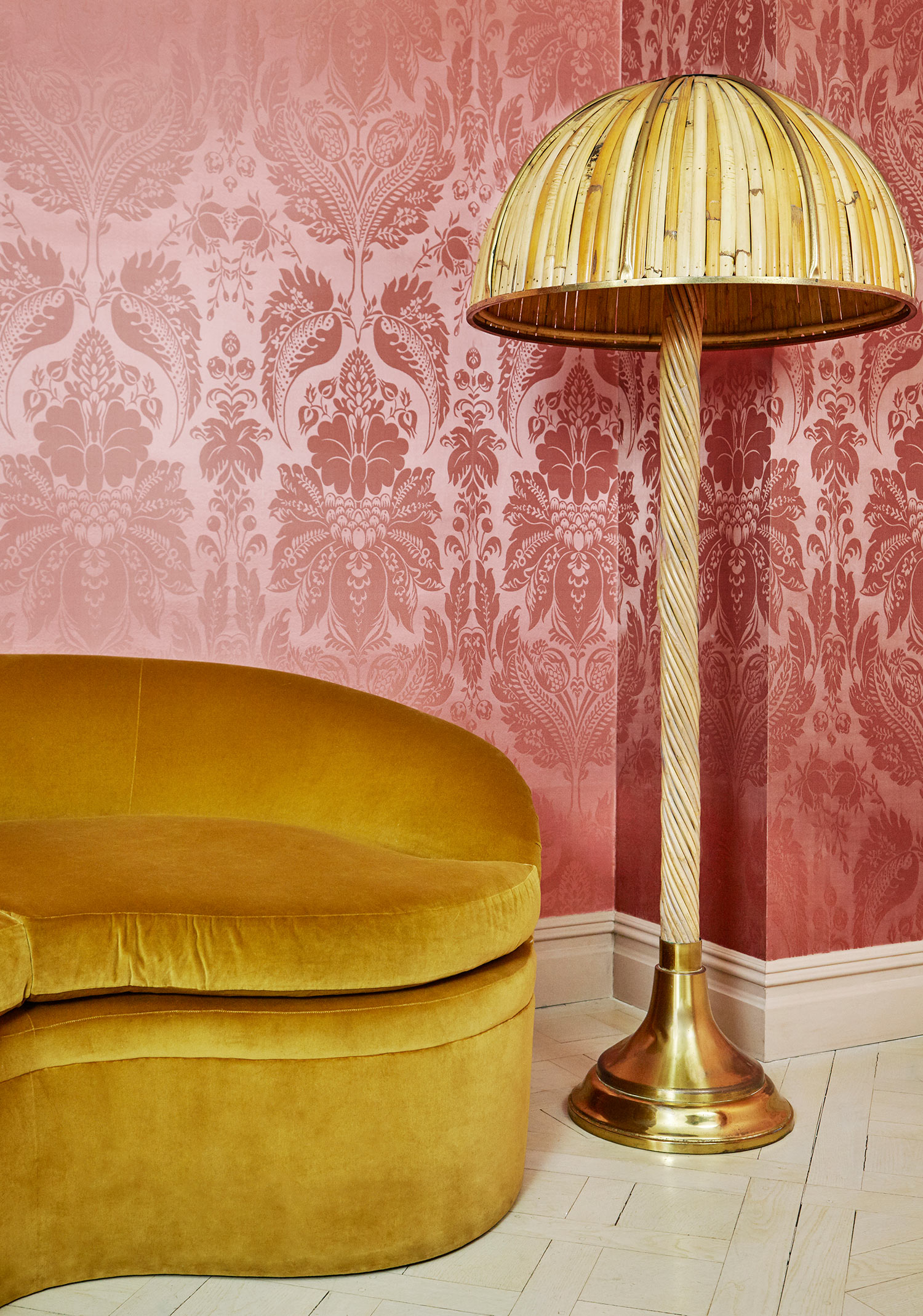 Raspberry Pineapple Silk Damask