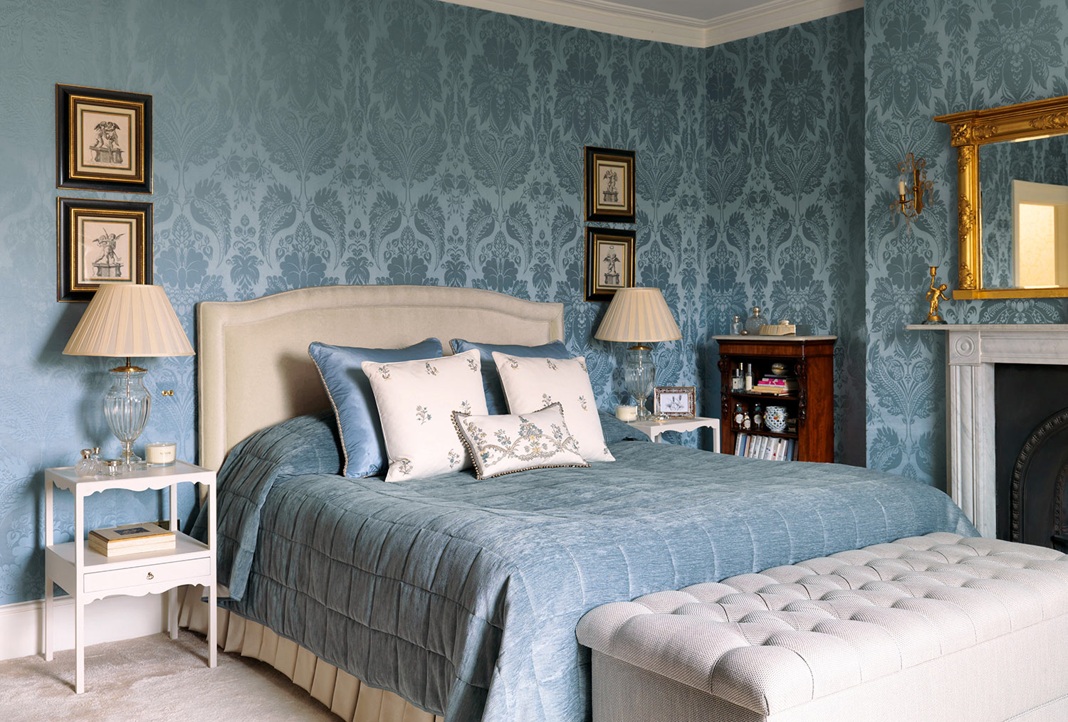 Duck Egg Pineapple Silk Damask